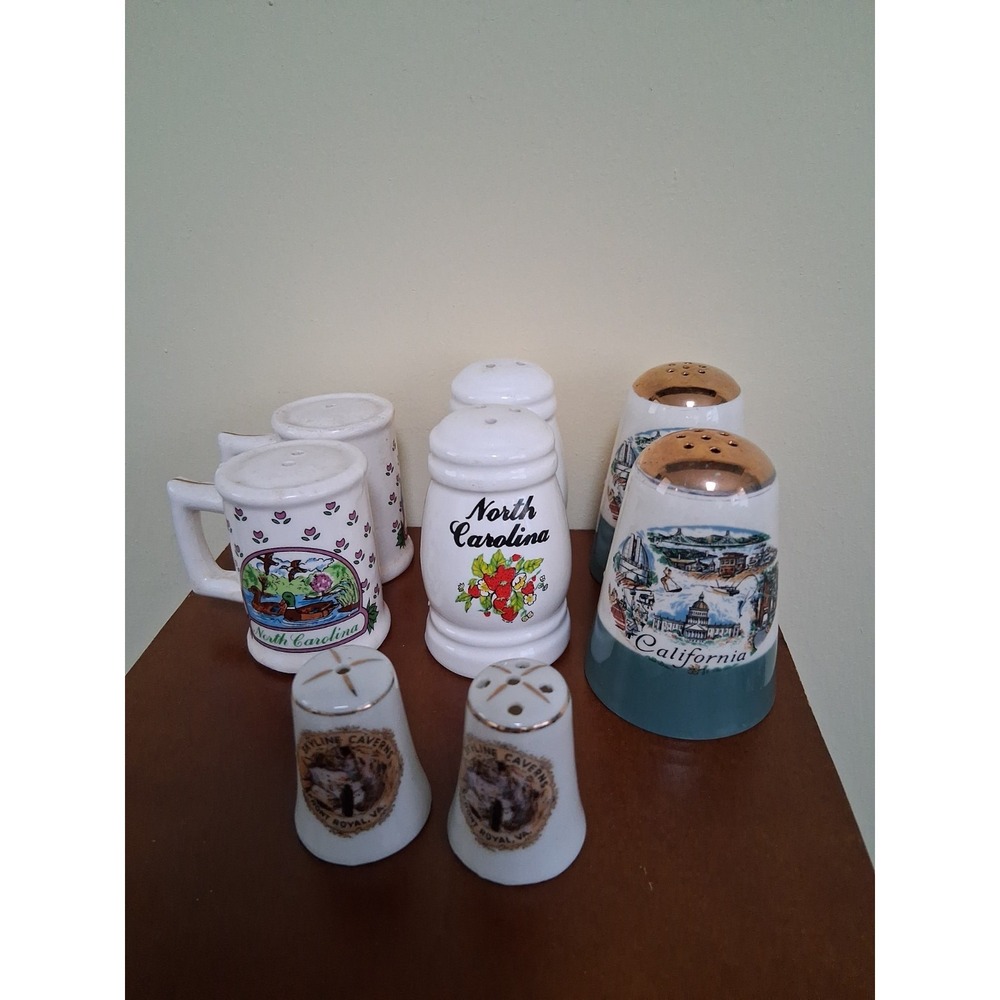 Lot Of 4 Sets Of Vintage Salt And Pepper Shakers. VA, NC,CA states.